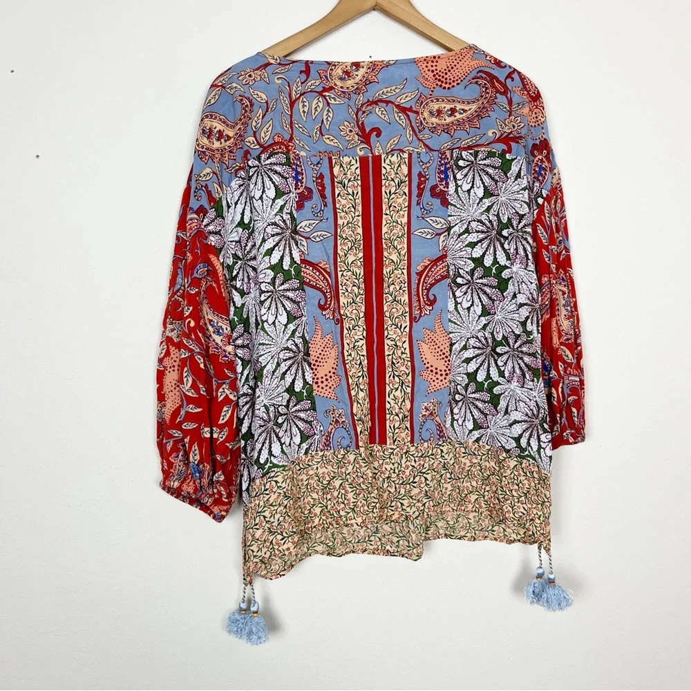 Anthropologie Sonrisa Paisley Floral Blouse Size Large - Picture 6 of 6